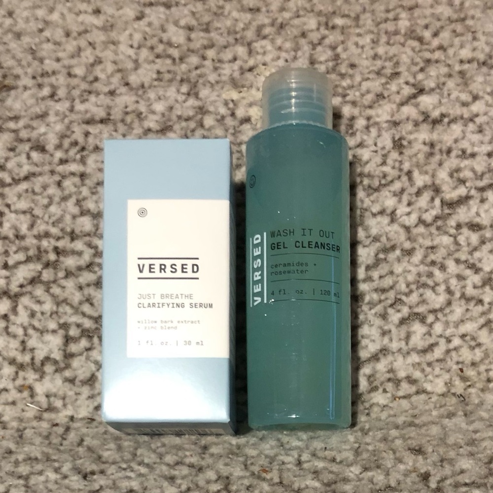 Versed Skincare Wash it out Gel Cleanser, Just Breathe Clarifying Serum Set of 2
